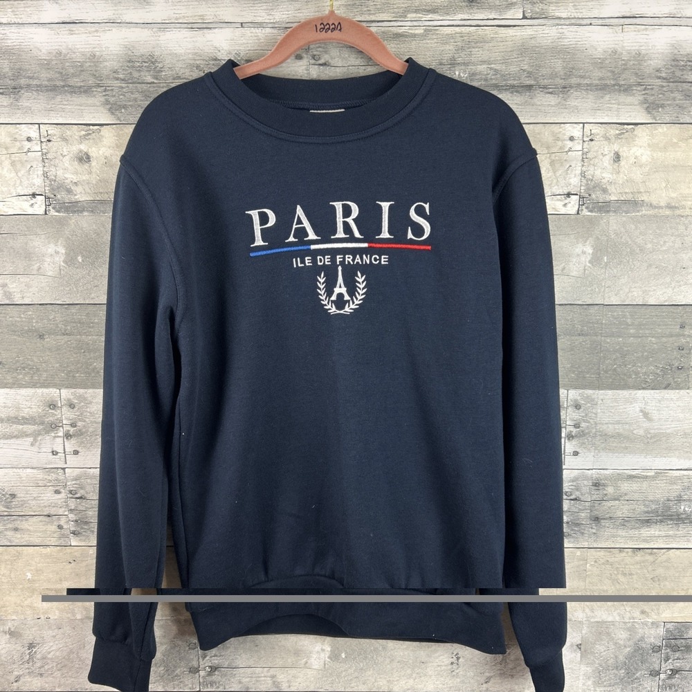 Tour D'or Women's Medium Navy Blue Paris Sweatshirt